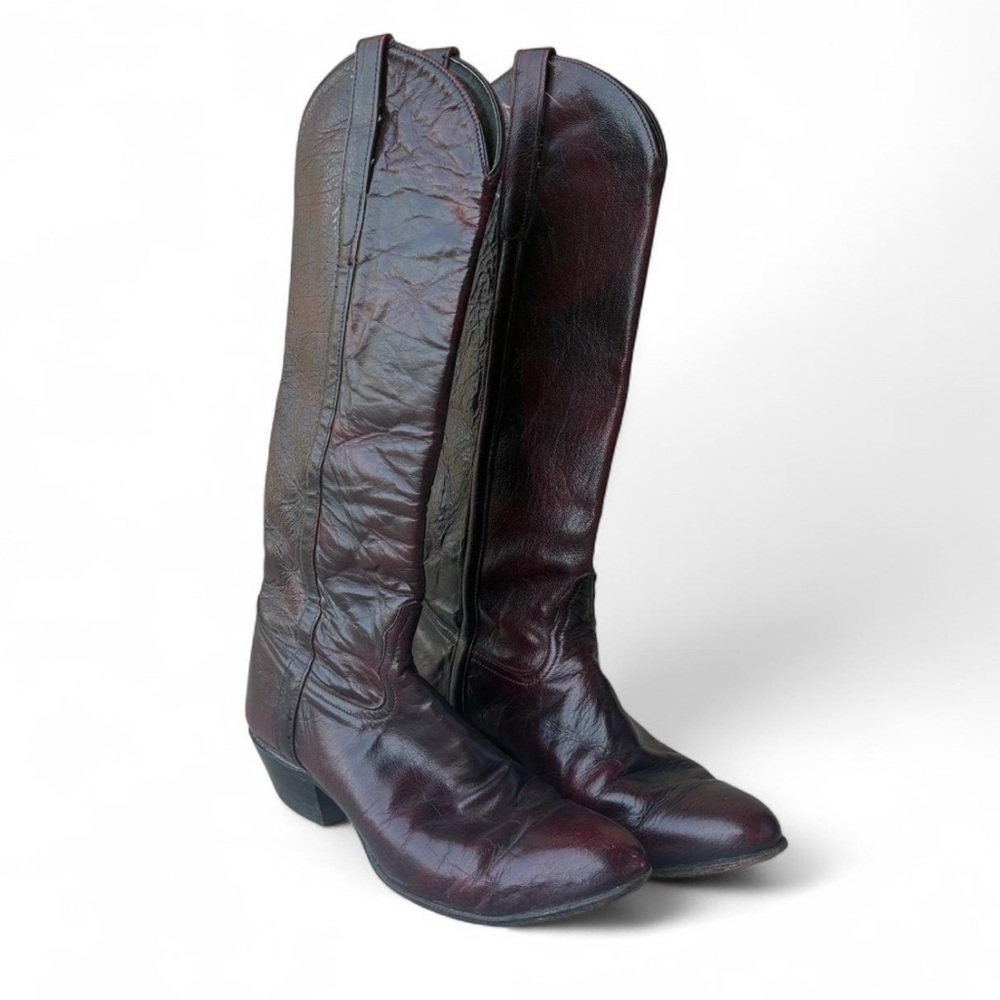 Tony Lama Burgundy Heeled Boots